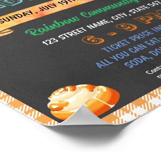 Cinnamon Roll Fundraiser schoolevenement sjabloon Poster (Hoek)