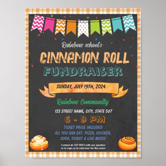 Cinnamon Roll Fundraiser schoolevenement sjabloon Poster (Voorkant)