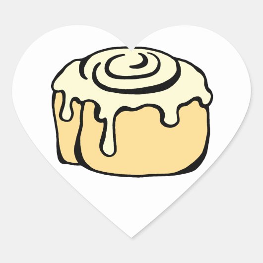 Cinnamon Roll Honey Bun Cartoon Design Hart Sticker (Voorkant)