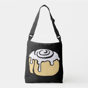 Cinnamon Roll Honey Bun Cute Cartoon Design Black Crossbody Tas