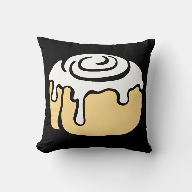 Cinnamon Roll Honey Bun Cute Cartoon Design Black Kussen (Voorkant)
