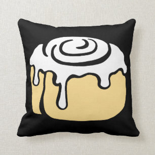 Cinnamon Roll Honey Bun Cute Cartoon Design Black Kussen