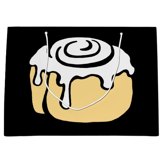 Cinnamon Roll Honey Bun Cute Cartoon Design Black Large Cadeautasje (Voorkant)