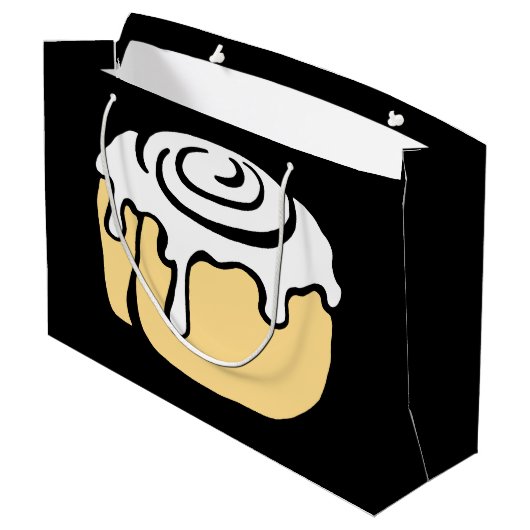 Cinnamon Roll Honey Bun Cute Cartoon Design Black Large Cadeautasje (Achterkant Gekanteld)