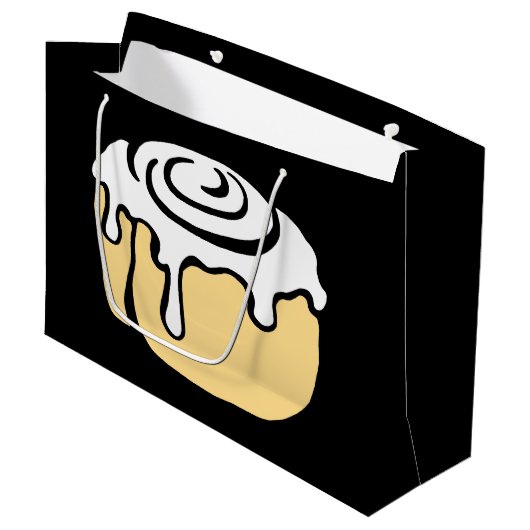 Cinnamon Roll Honey Bun Cute Cartoon Design Black Large Cadeautasje (Voorkant Gekanteld)