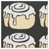 Cinnamon Roll Honey Bun Cute Cartoon Design Black Stof (Close Up)