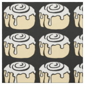 Cinnamon Roll Honey Bun Cute Cartoon Design Black Stof (Swatch)