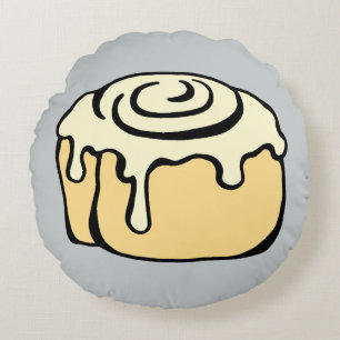 Cinnamon Roll Honey Bun Cute Funny Cartoon Gray Rond Kussen