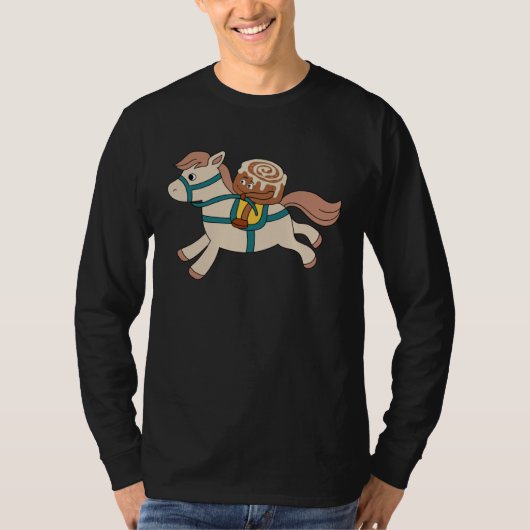 Cinnamon Roll is Horseriding Ironic Horse Illustra T-shirt (Voorkant)