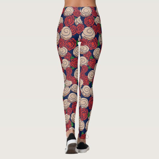 Cinnamon Roll Lovers Rozen Floral Foodie Humor Leggings (Achterkant)