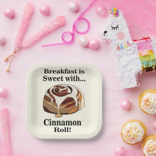 Cinnamon Roll Sweet Bun Ontbijtfeestje Papieren Bordje (Feest)