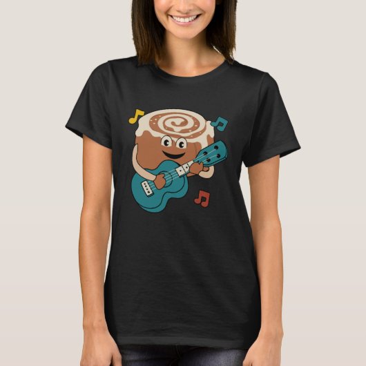 Cinnamon Roll Ukulele Player Musician Clef T-shirt (Voorkant)