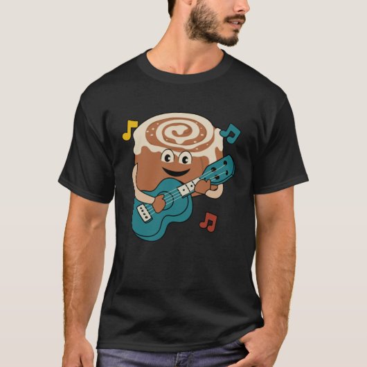 Cinnamon Roll Ukulele Player Musician Clef T-shirt (Voorkant)