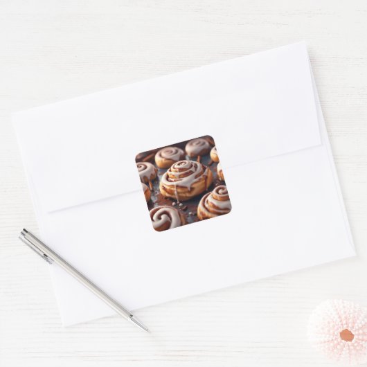 Cinnamon Rolls Vierkante Sticker (Envelop)