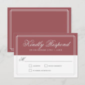 Cinnamon Roos Classic Eenvoudige Elegante Huwelijk RSVP Kaartje (Voorkant / Achterkant)