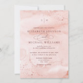 Cinnamon Roos Dusty Roos Gold Waterverf Monogram Kaart (Voorkant)