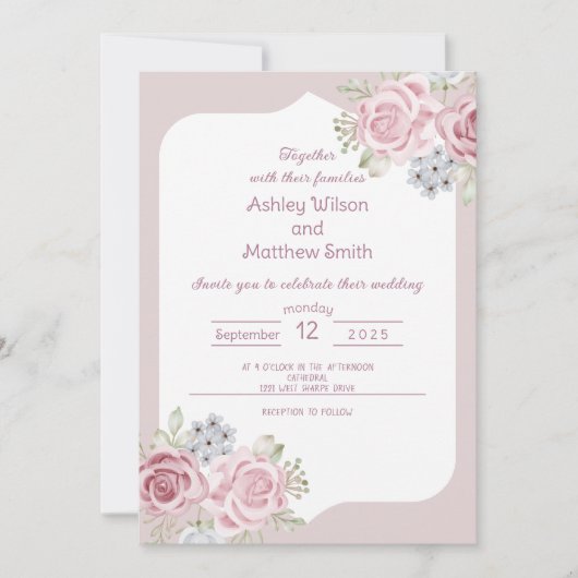 Cinnamon Roos floral bruiloft Kaart (Voorkant)