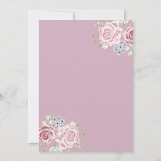 Cinnamon Roos floral bruiloft Kaart (Achterkant)