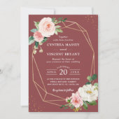 Cinnamon Roos Floral Geometric Elegance Wedding Kaart (Voorkant)