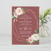 Cinnamon Roos Floral Geometric Elegance Wedding Kaart (Staand voorkant)