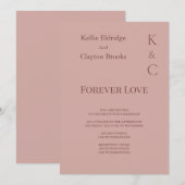 Cinnamon Roos Forever Love Wedding Invitation Kaart (Voorkant / Achterkant)