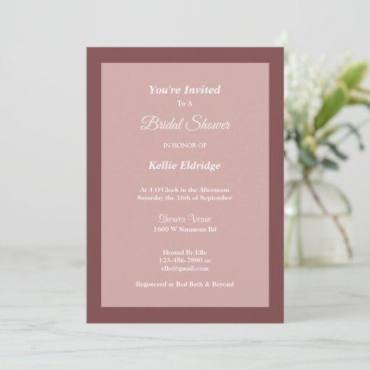 Cinnamon Roos Framed Bridal Shower Invitation Kaart (Staand voorkant)