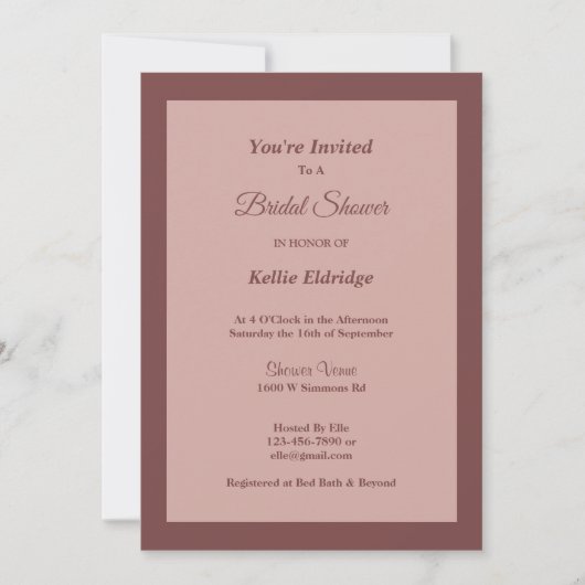 Cinnamon Roos Framed Bridal Shower Invitation Kaart (Voorkant)