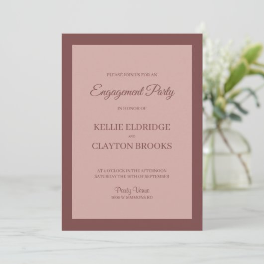 Cinnamon Roos Framed Engagement Party Invitation Kaart (Staand voorkant)