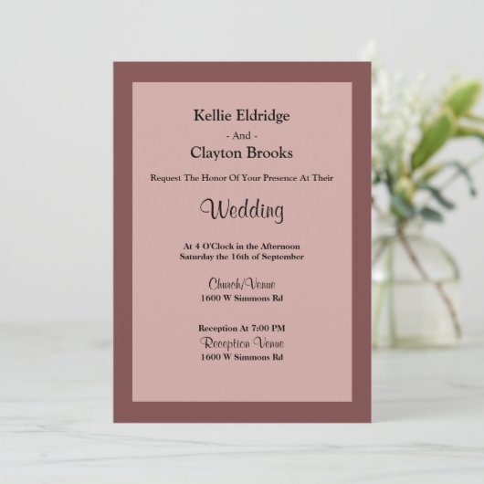 Cinnamon Roos Framed Wedding Invitation Kaart (Staand voorkant)