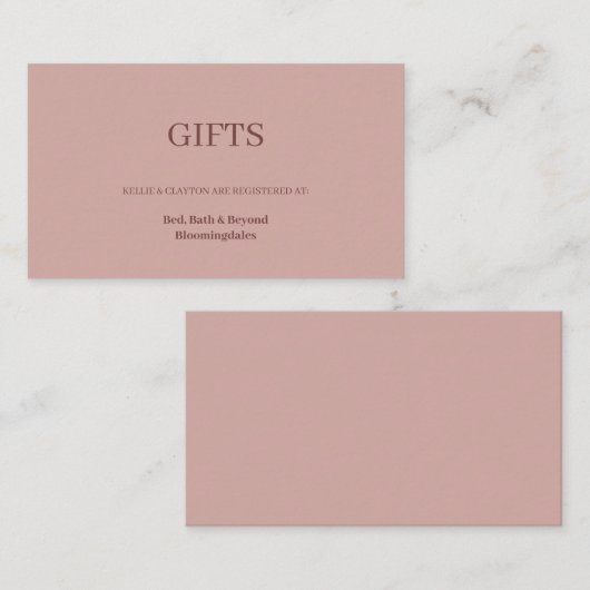 Cinnamon Roos Modern Minimalist Gift Registry Informatiekaartje (Voorkant / Achterkant)