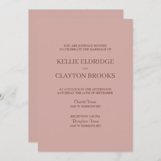 Cinnamon Roos Modern Minimalist Weddenschap Kaart (Voorkant / Achterkant)