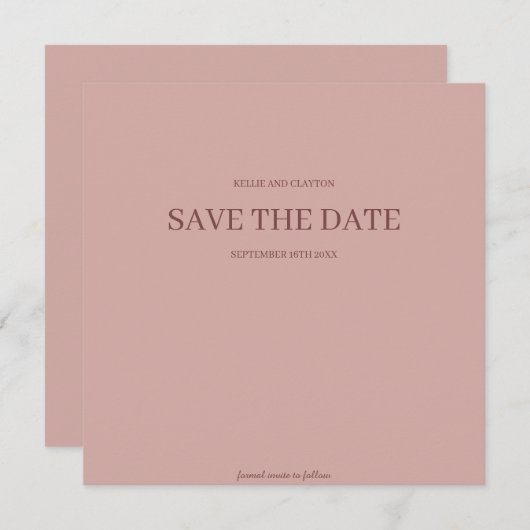 Cinnamon Roos Modern Minimalist Weddenschap Save The Date (Voorkant / Achterkant)