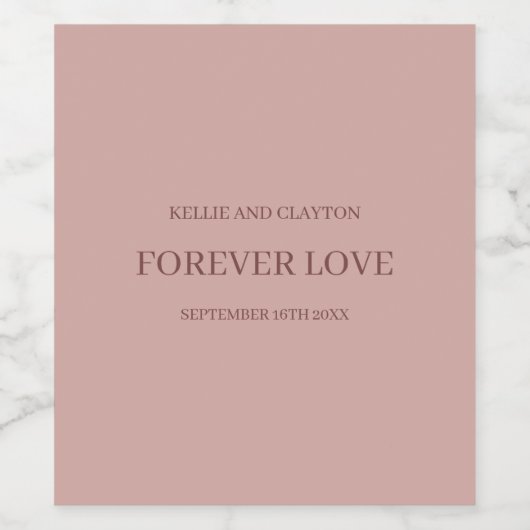 Cinnamon Roos Modern Minimalist Weddenschap Wijn Etiket (Enkel label)