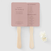 Cinnamon Roos Modern minimalist Wedding Programme Handwaaier (Voorkant en achterkant)
