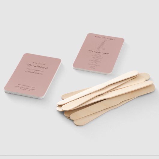 Cinnamon Roos Modern minimalist Wedding Programme Handwaaier (Niet-gemonteerd)