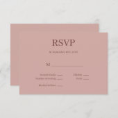 Cinnamon Roos Modern Minimalist Wedding RSVP Kaart (Voorkant / Achterkant)