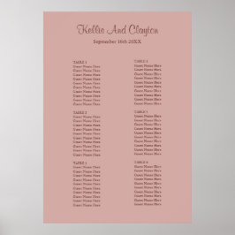 Cinnamon Roos Simple Wedding Seating Chart Poster