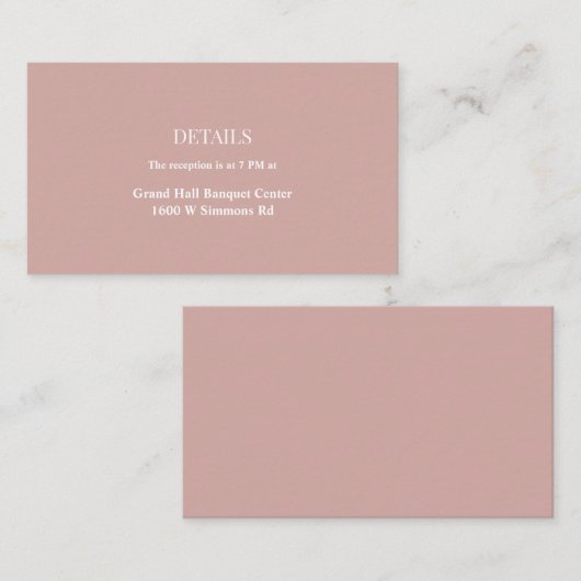 Cinnamon Roos Weddenschap - Enclosure Card Informatiekaartje (Voorkant / Achterkant)