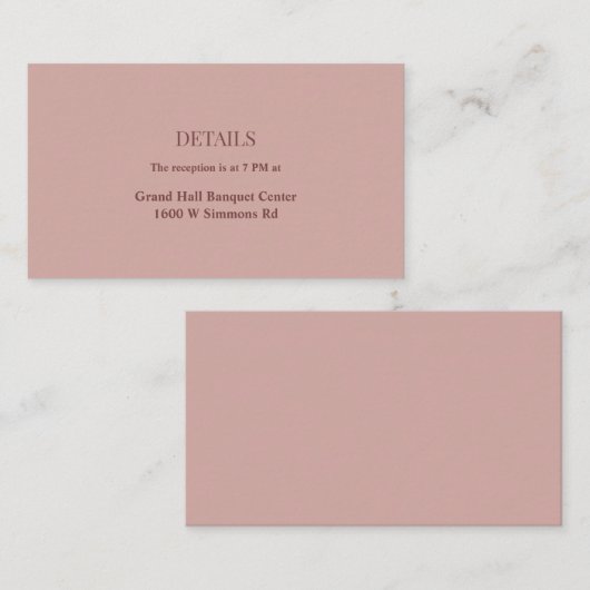 Cinnamon Roos Weddenschap - Enclosure Card Informatiekaartje (Voorkant / Achterkant)