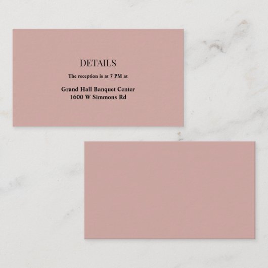 Cinnamon Roos Weddenschap - Enclosure Card Informatiekaartje (Voorkant / Achterkant)