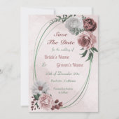 cinnamon roos witte florale geometrie save the date (Voorkant)