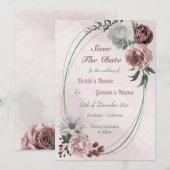 cinnamon roos witte florale geometrie save the date (Voorkant / Achterkant)