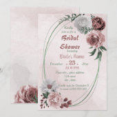 cinnamon roos witte florale geometrische vrijgezel kaart (Voorkant / Achterkant)