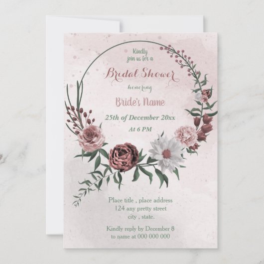 cinnamon roos witte florale vrijgezellenfeest kaart (Voorkant)