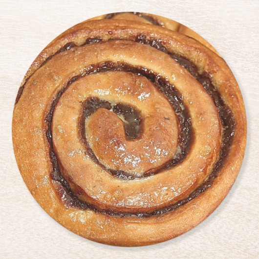 Cinnamon Snagelpastry Quirky Ronde Kartonnen Onderzetter (Voorkant)
