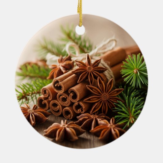 Cinnamon Spice Kerstversiering Keramisch Ornament (Achterkant)