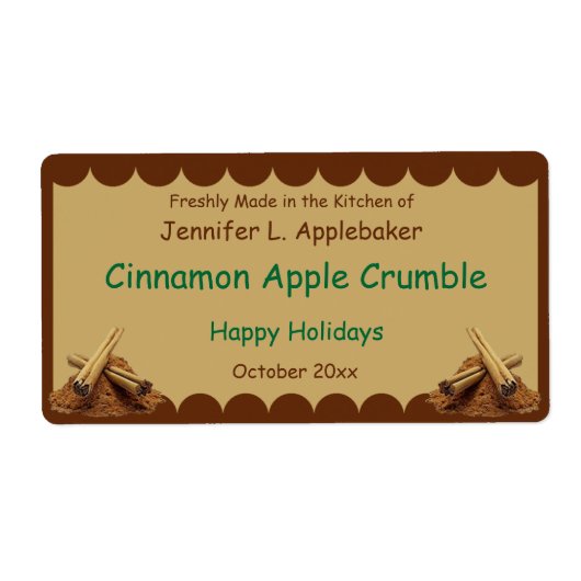 Cinnamon Sticks Scalloped Edge Food Etiket (Voorkant)