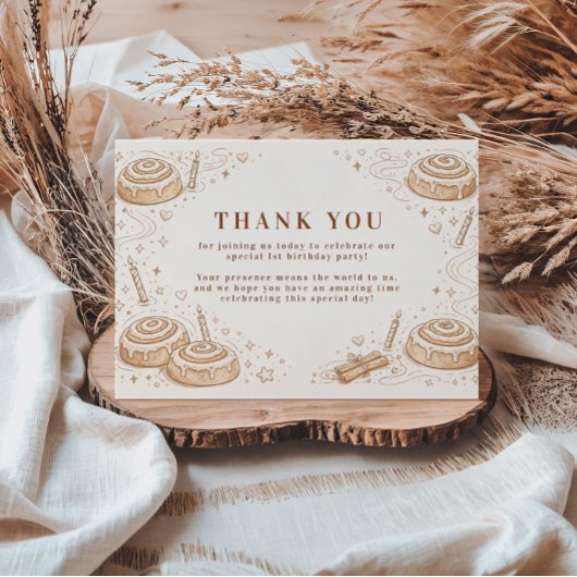 Cinnamon Swirl Little Bun 1st Birthday Bedankkaart