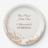 Cinnamon Swirl Little Bun 1st Birthday Papieren Bordje (Voorkant)
