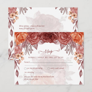 Cinnamon Terracotta HERFST Floral Botanical WEDDIN Briefkaart